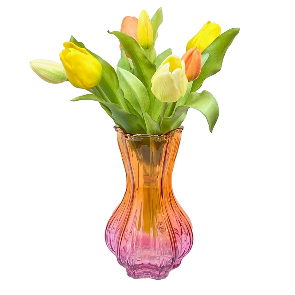 Vaas Knoflook Orange Mix Glas 13x20cm in 4 Tinten