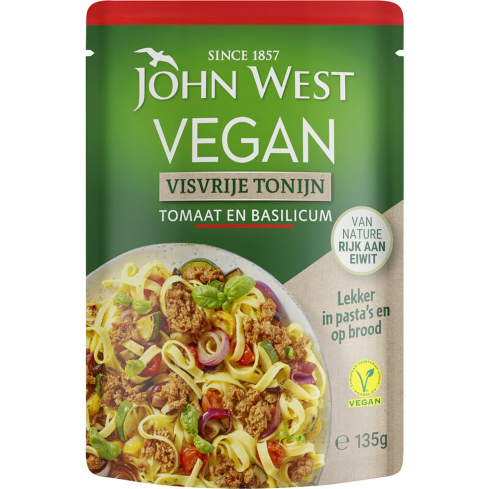 John West Vegan Visvrije Tonijn Tomaat & Basilicum 135g