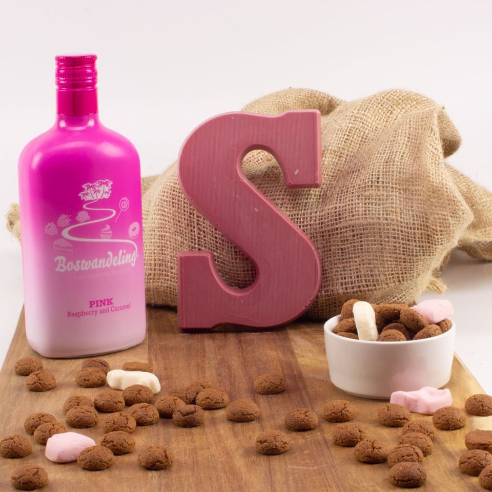 Chocoladeletter Boswandeling Pink S - Ruby - 200 Gram - Ambachtelijk Handgemaakt