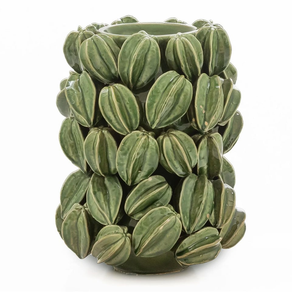 Vaas Sterfruit Carambola Groen Keramiek 28x36cm