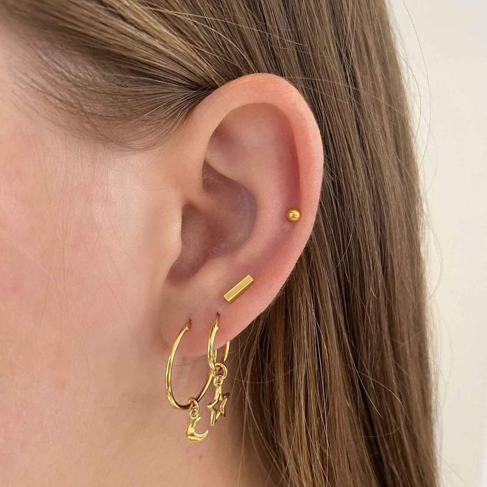 Gold Plated Bar Stud Earring