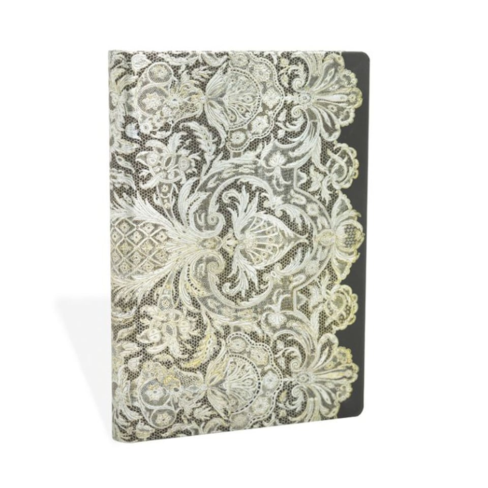 Paperblanks Notebook Mini Lined Ivory Veil - Black, Shimmering Lace