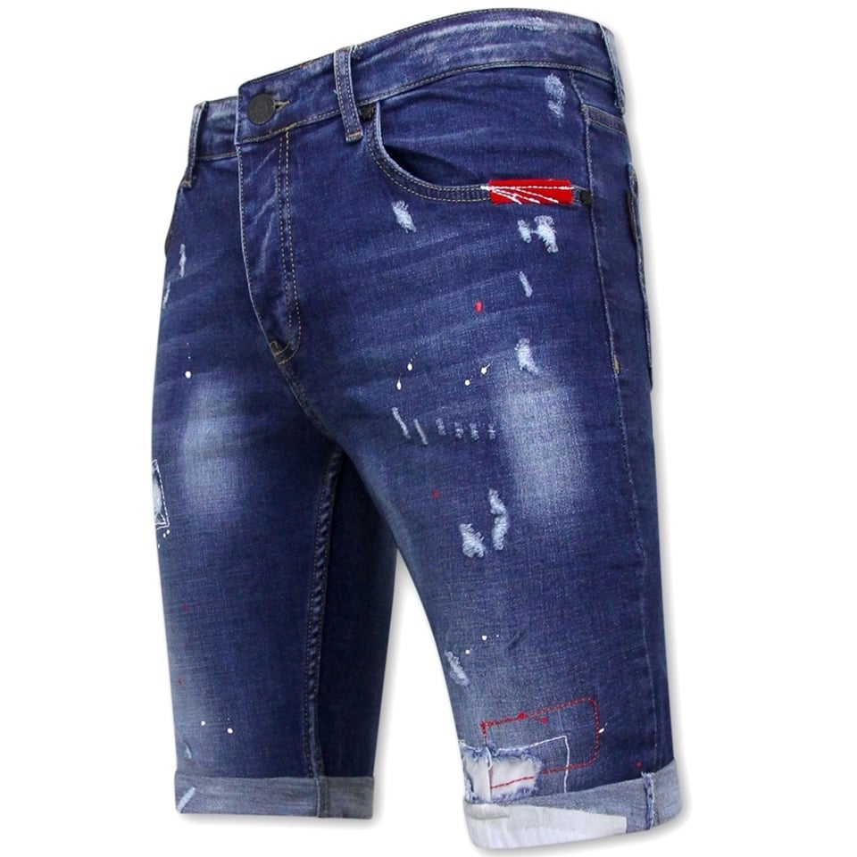 Mannen Korte Broek Met Gaten -1030-SH- Blauw