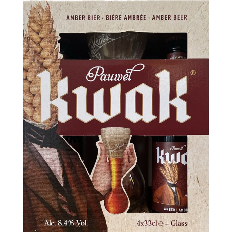 Pauwel Kwak Cadeauverpakking 4x330ml + Glas