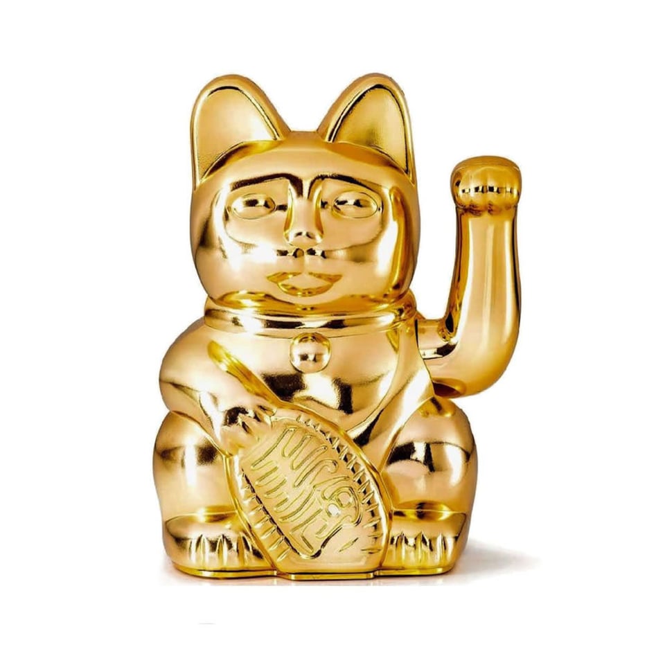 Lucky Cat Egypt Shiny Gold Metallic 10x15cm in Cadeau Doos