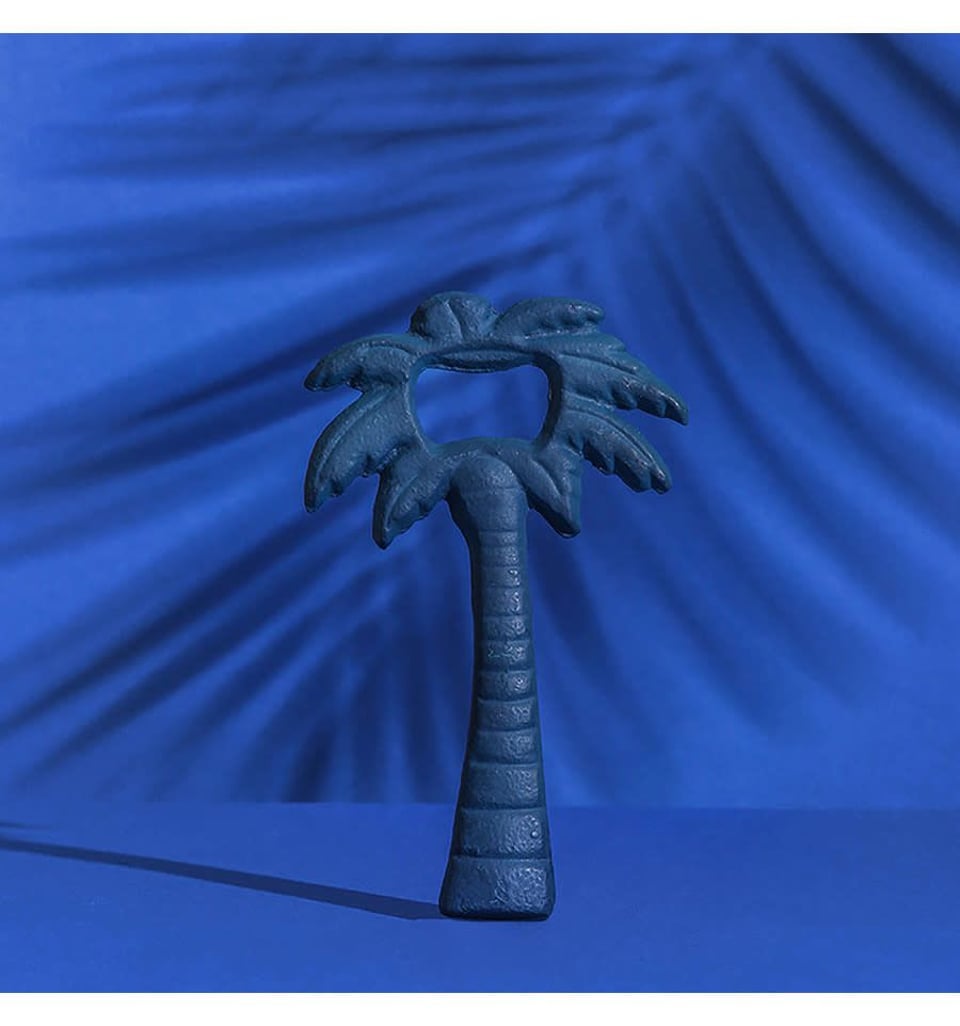 Flesopener Tropical Garden Palmtree Metaal - Color: Blue - Size: Ca. 7 - 5x1 - 1x12cm