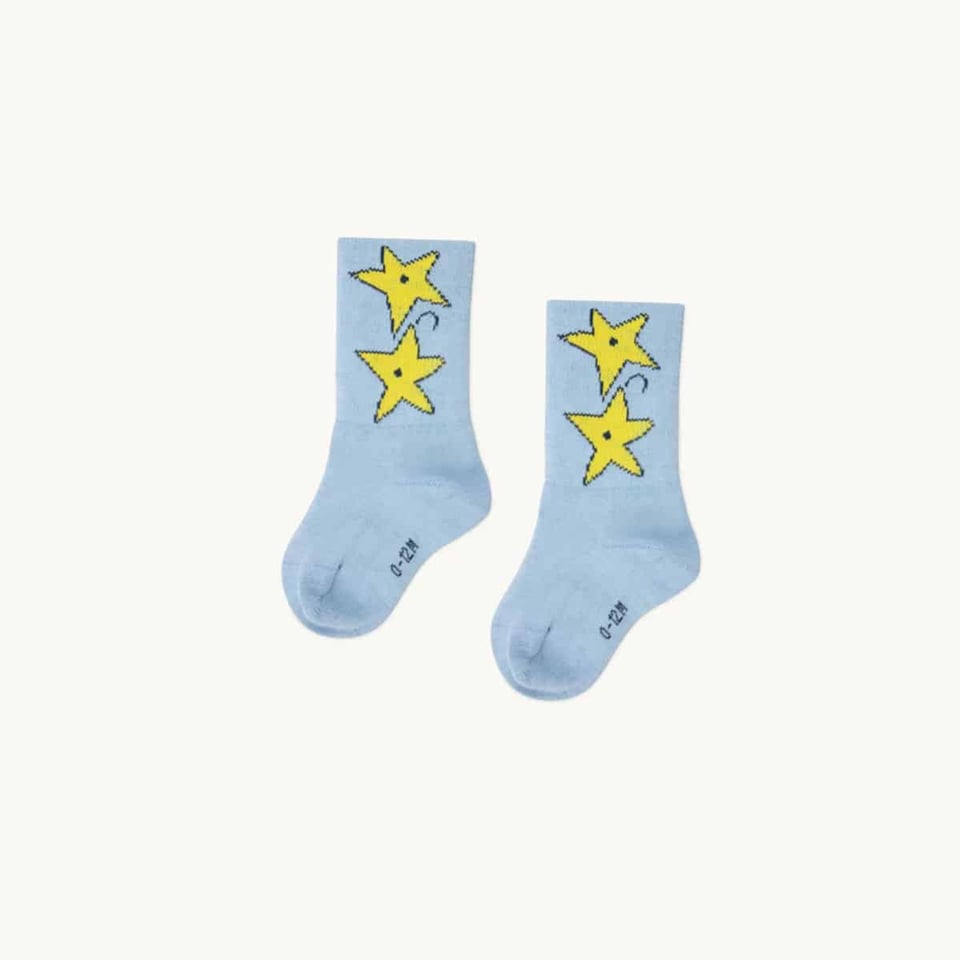 Tiny Cottons Impressions Medium Socks Metallic Sky Blue