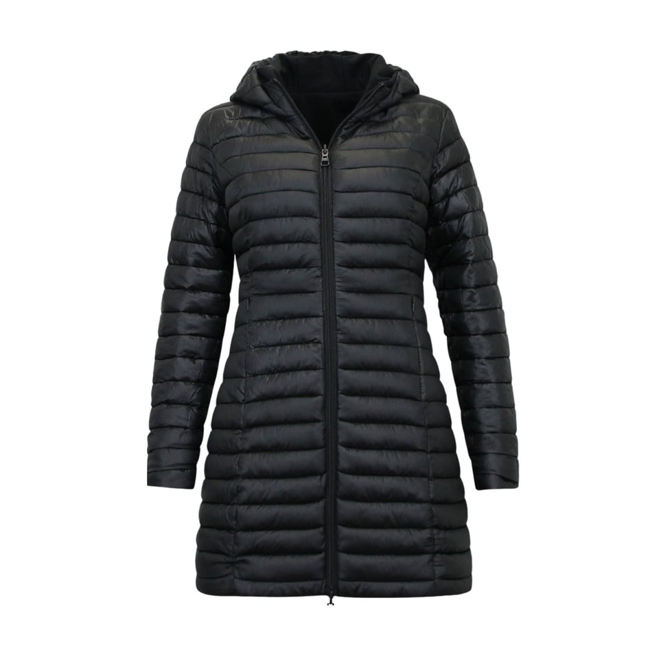 Dames Jas Slim Fit Double Face Parka - Zwart