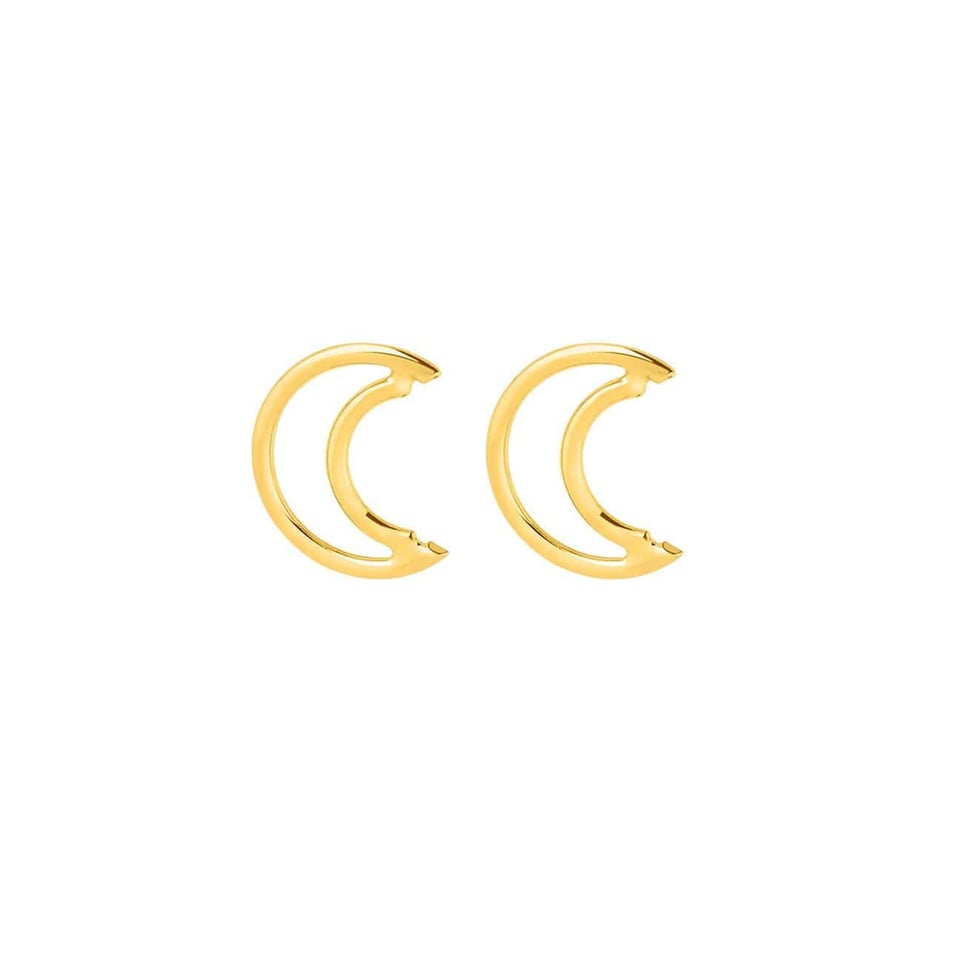 Gold Plated Open Moon Stud Earring