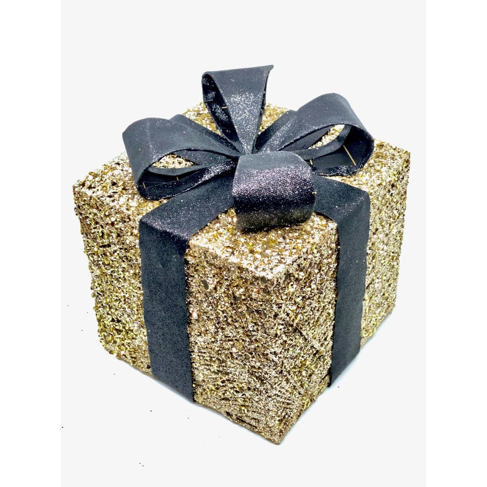 Glitter Pakjes Met Strik en LED Lampjes Div. Kleuren in 3 Maten