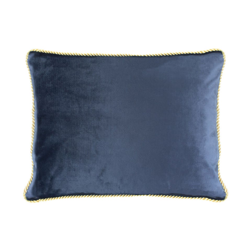 Sierkussen Navy Fluweel 45x35cm Gouden Bies