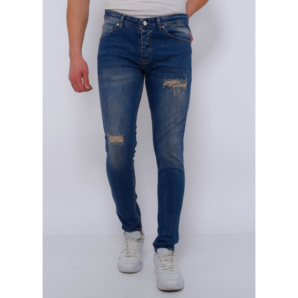 Ripped Jeans Heren Slim Fit Strech -DC-046- Blauw