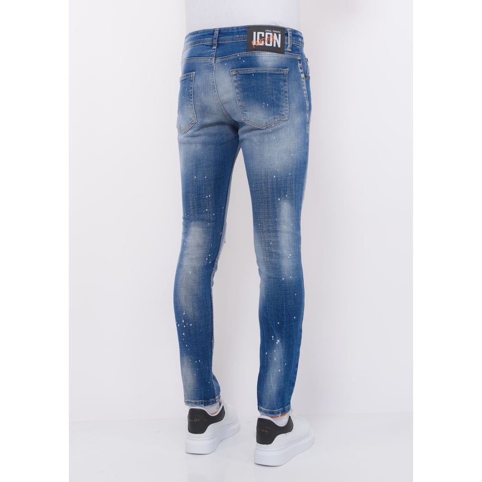 Ripped Stonewashed Jeans Heren - Slim Fit -1073- Blauw