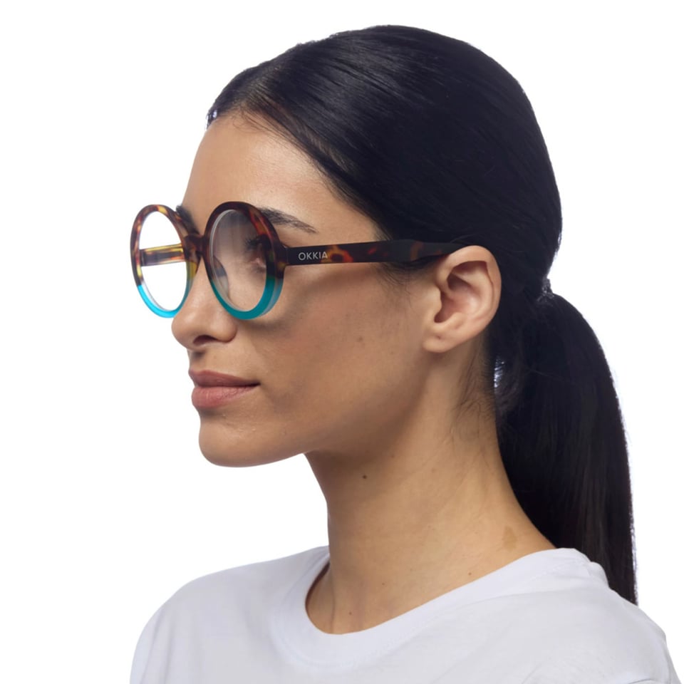 Leesbril LAURA Round Havana Blue OK024HB
