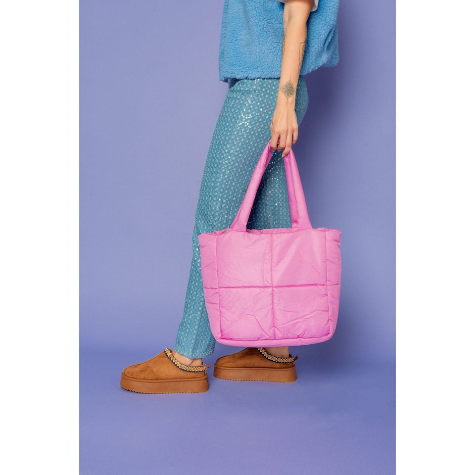 Roze puffer tas