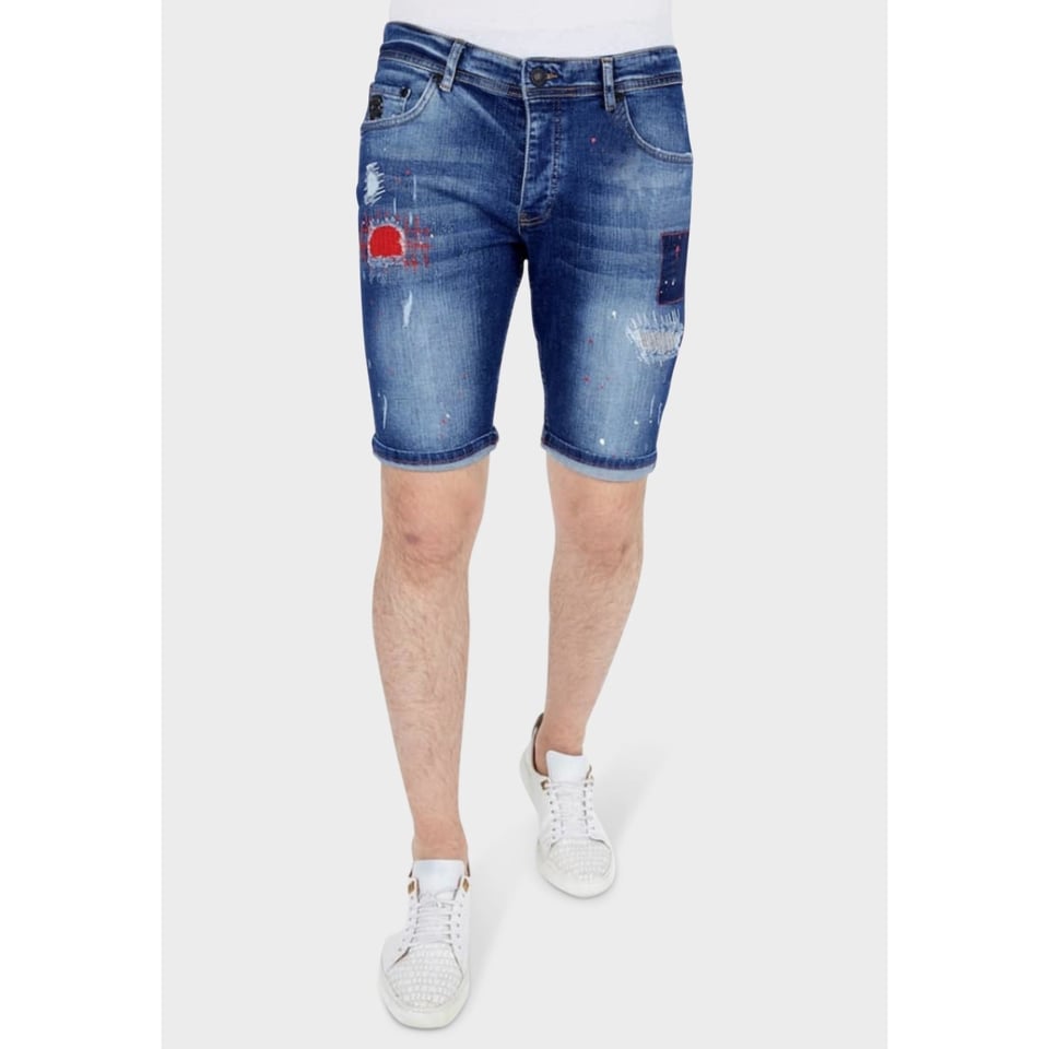 Exclusieve Korte Spijkerbroek Heren Stretch - 1041 - Blauw