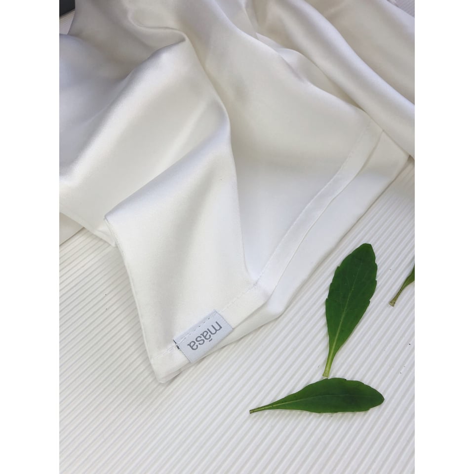 Organic Silk Satin & Eco Modal Pillowcase in Pearl White