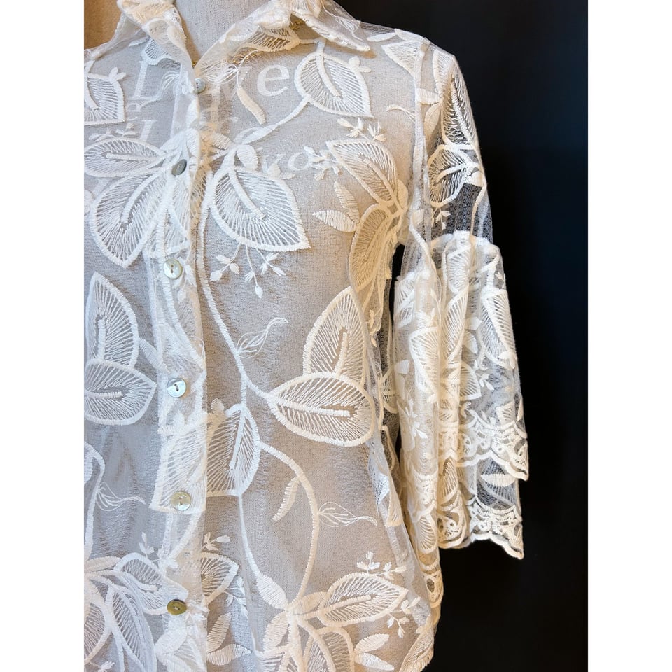 Voile Lace blouse - Cream - Onesize