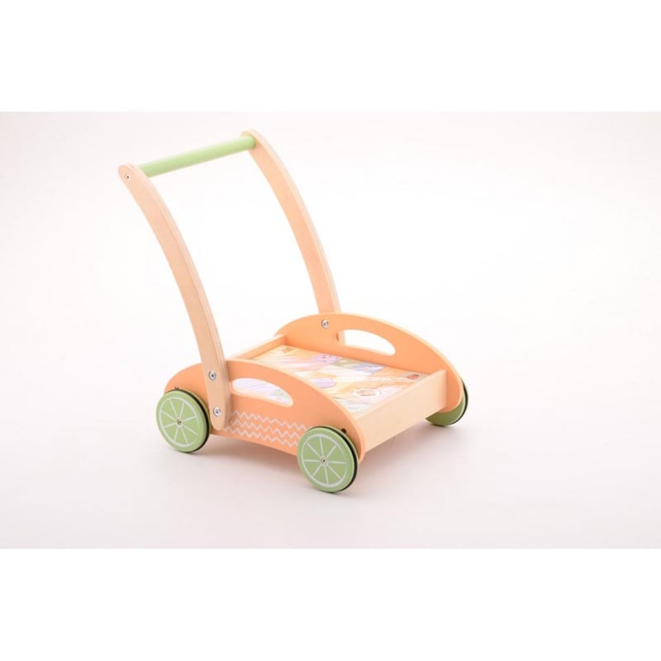 Houten Loopwagen Met Blokken (Joueco)