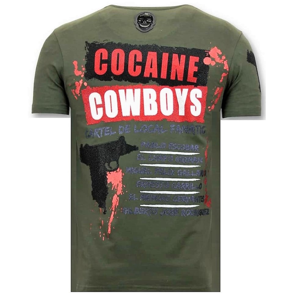 Heren T-Shirt Rhinestone - Los Jefes De Narcos - Groen