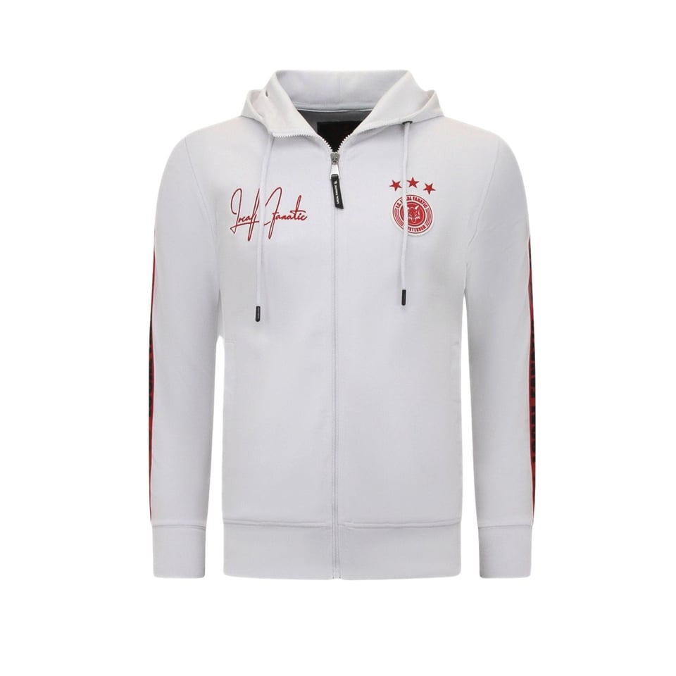 Mannen Trainingspak - Hooded Ribbon - Wit / Rood