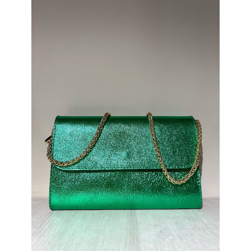 Green metallic clutch Green - OneSize