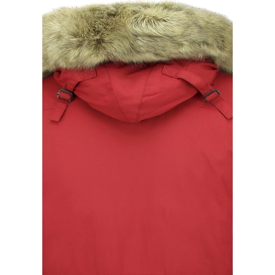 Lange Parka Jas Heren Met Bontkraag - Rood