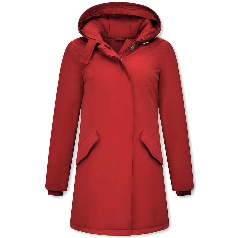 Lange Vrouwen Winterjas - Slim Fit - Rood