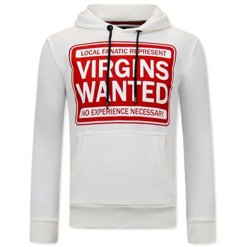 Hoodie Heren Print - Virgins Wanted - Beige