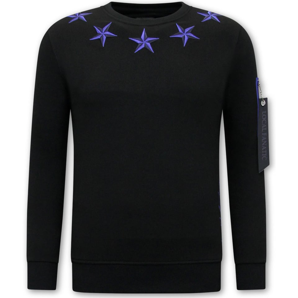 Heren Sweater - Royal Stars - Zwart / Blauw