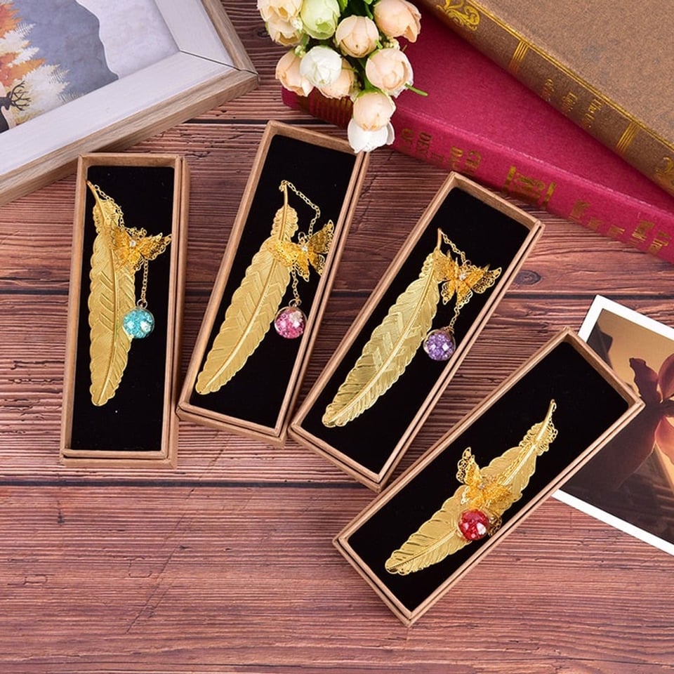 Vintage Style Bookmarks - Feather