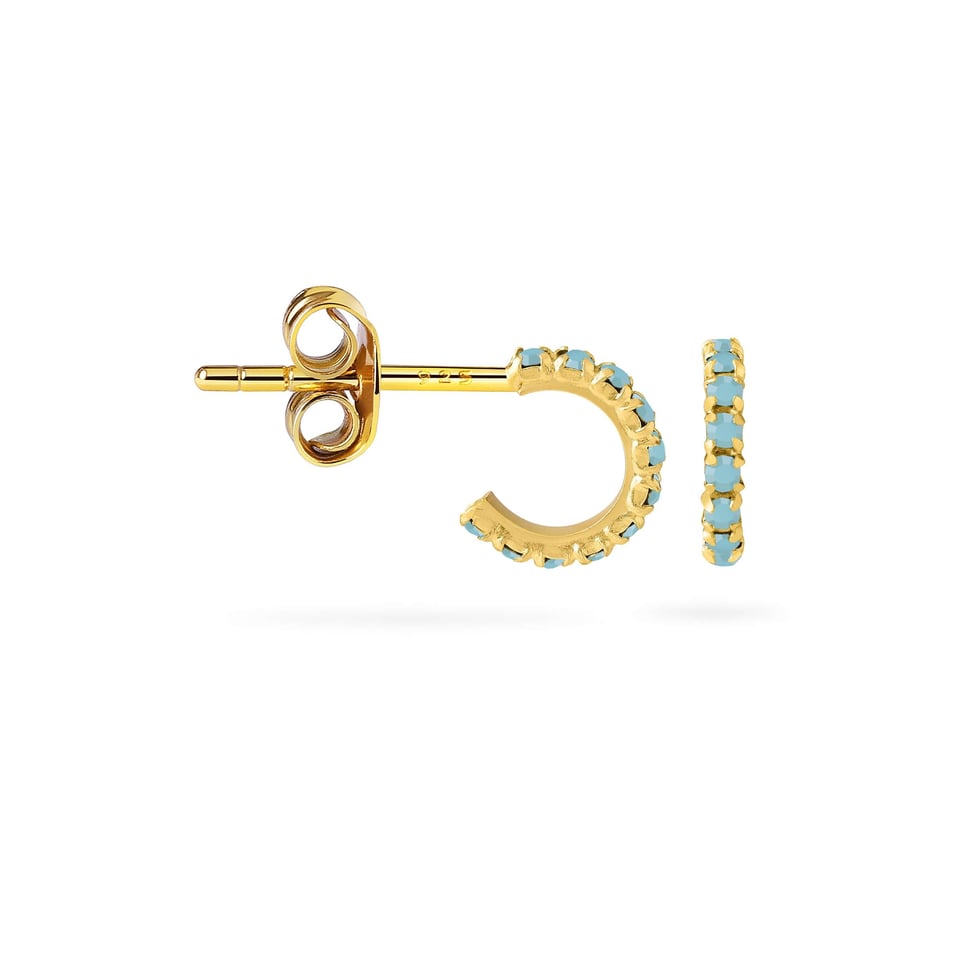 Turquoise Hoop Earrings Gold Plated - Turquoise / 18K Gold Plated 925 Sterling Silver