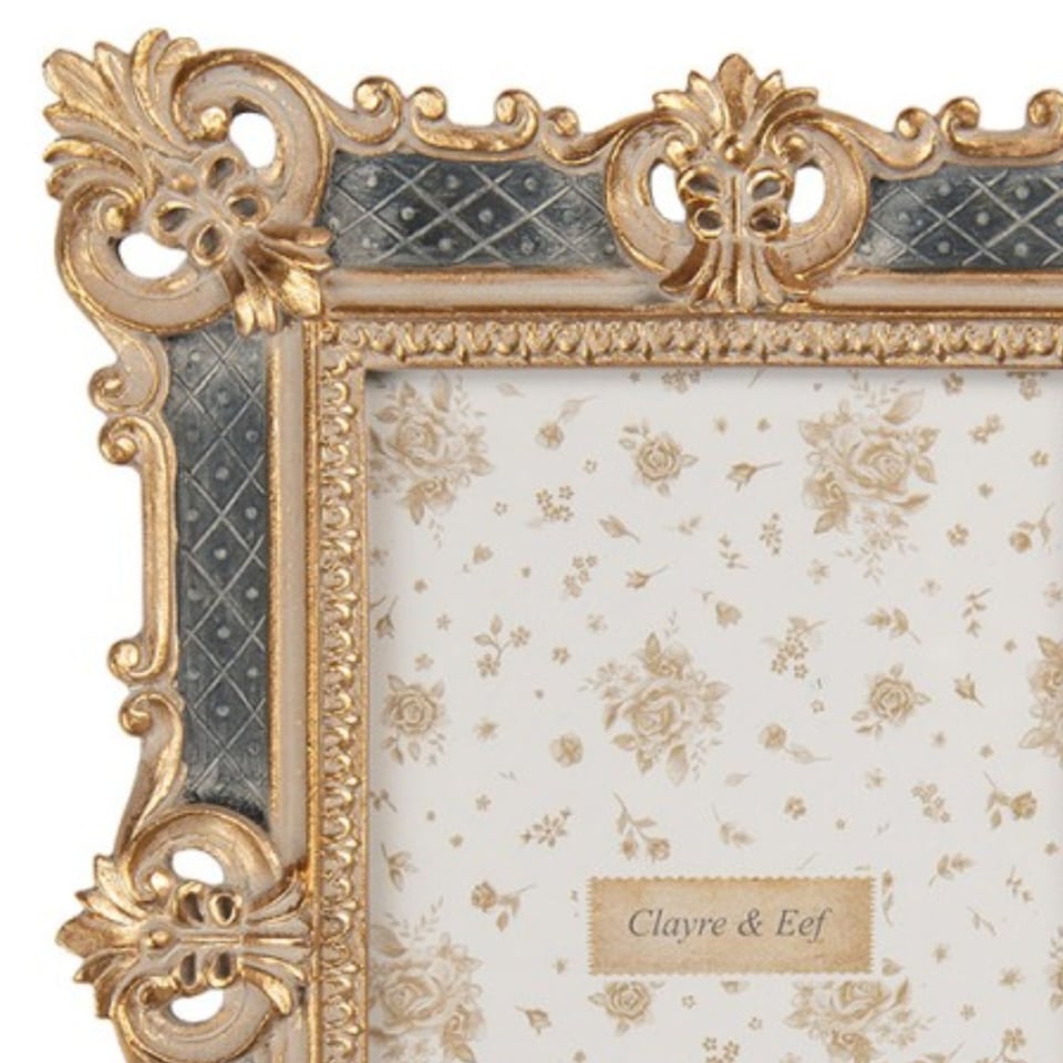 Fotolijstje Franse Lelies Goud Grijs 16x21cm - Foto 10x15cm