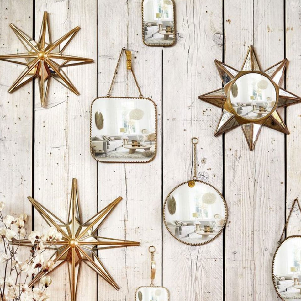 Spiegeltje Mini Rond Aan Hanger Antiek Goud 13cm