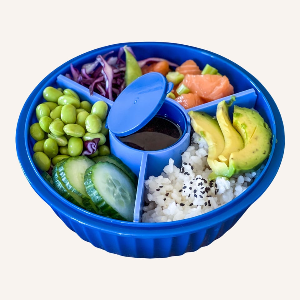 Yumbox Poke Bowl Met 3 Vakken Hawaii Blue - Blauw
