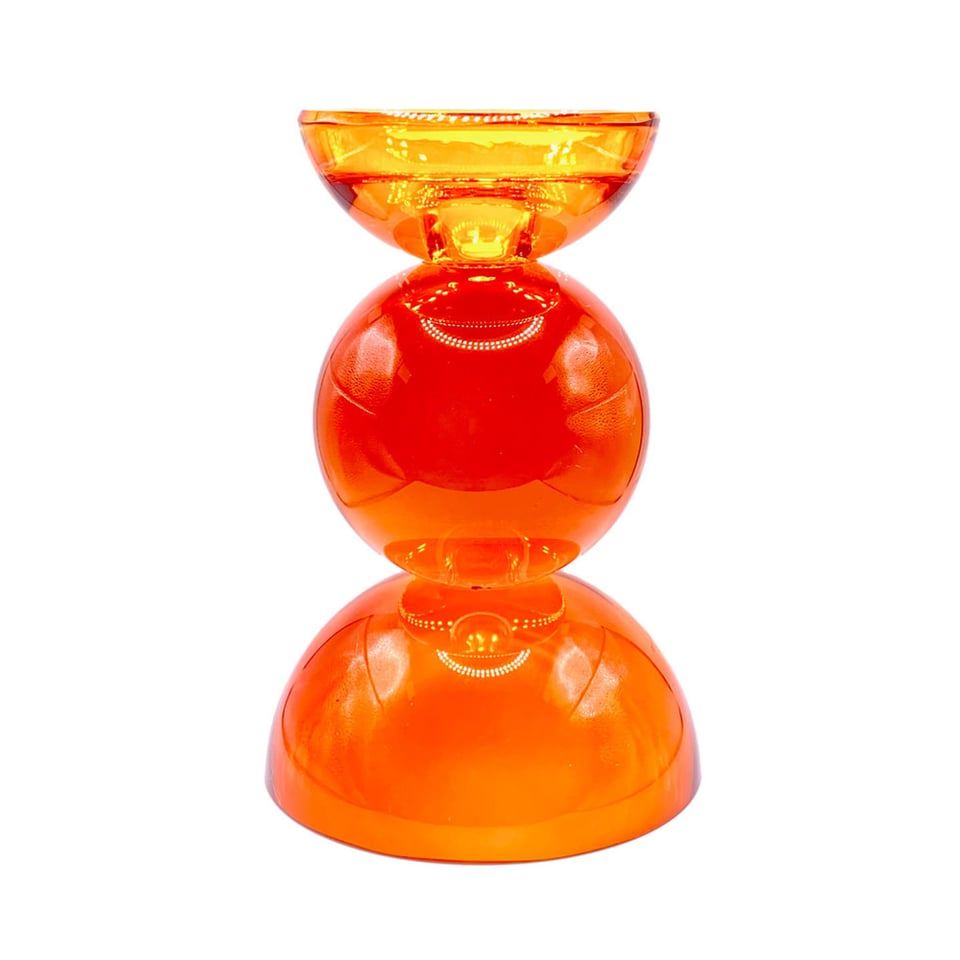 Kandelaar Votief Oranje Kristal Glas 12x16cm