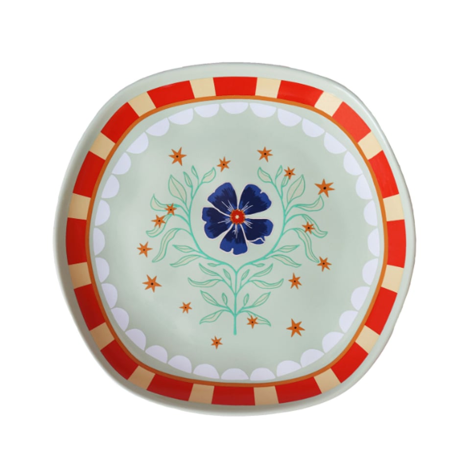 Groen Serveerbord Met Bloemen