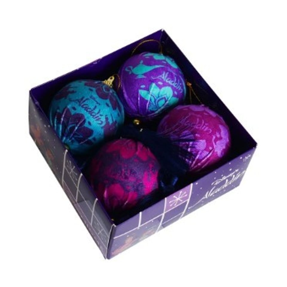 Set Van 4 Onbreekbare Aladdin Kerstballen Blauw/Paars Peddler