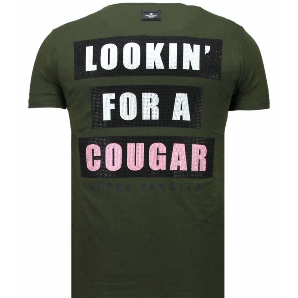 Panther For A Cougar - Rhinestone T-Shirt - Groen
