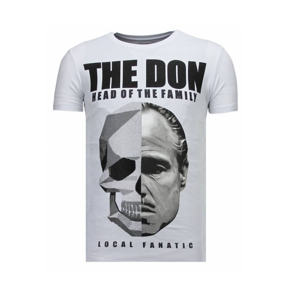 The Don Skull - Rhinestone T-Shirt - Wit