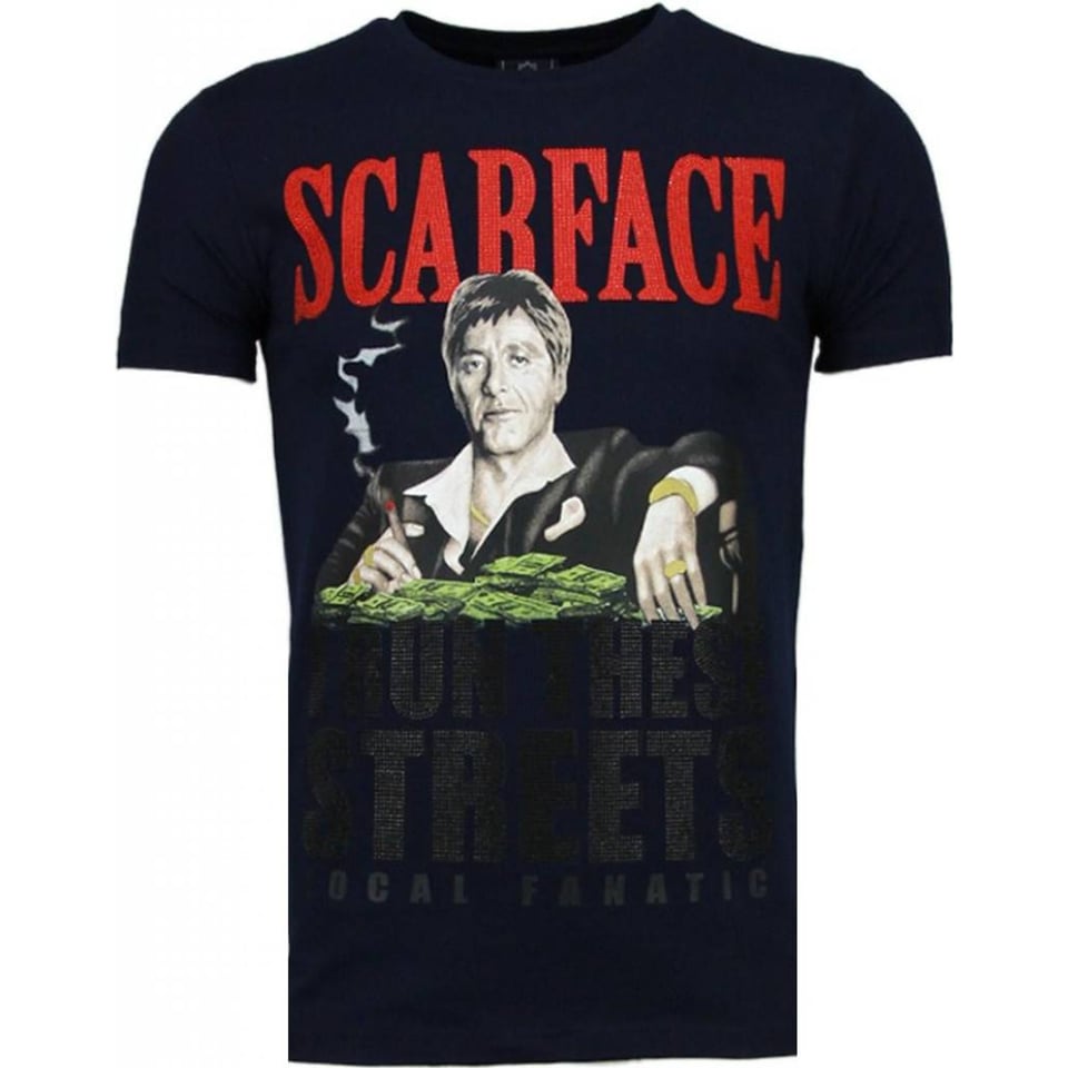 Scarface Boss - Rhinestone T-Shirt - Navy