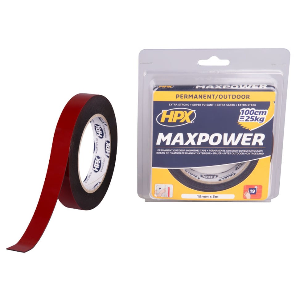 Max Power Outdoor Bevestigingstape - Zwart 19mm X 5m