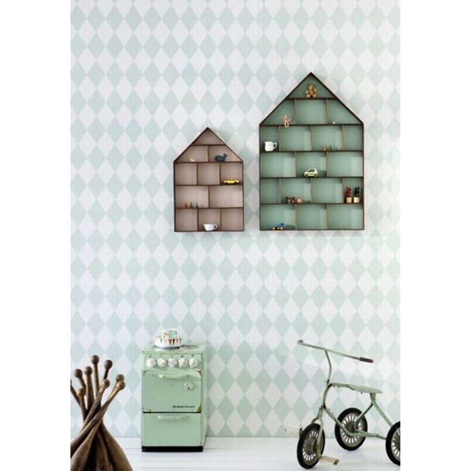 Ferm Living Behang Harlequin Mint Blauw