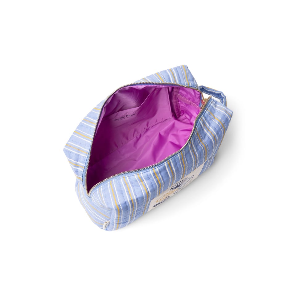Serenity Cotton Striped Toiletry Bag - Blue