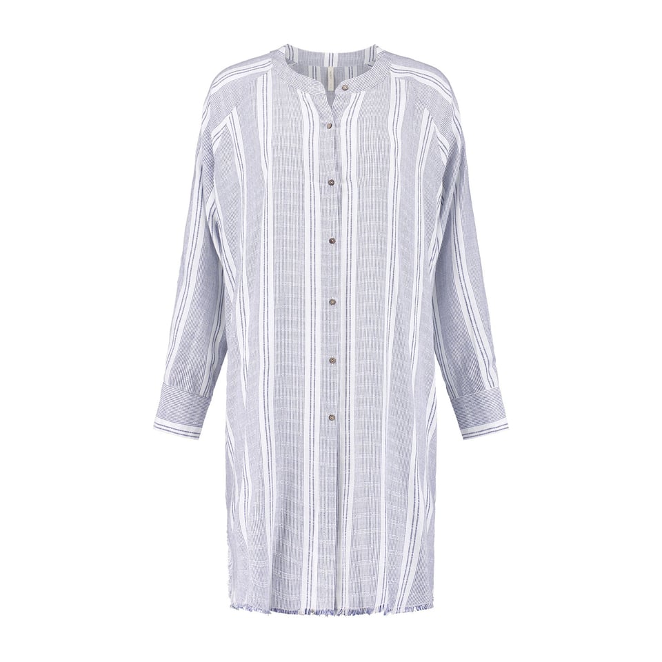 Ten Twelve Sash Long Shirt - Soft Blue Stripes