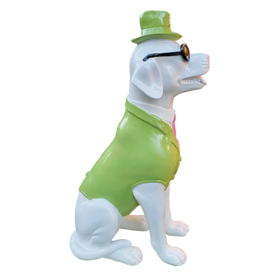 Beeld Mr Dog Groen Wit Large 60cm