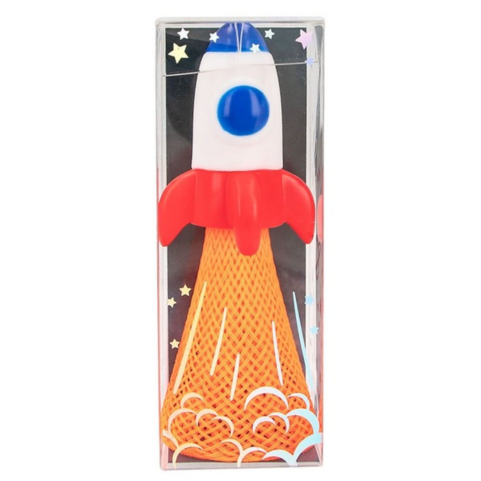 Space Fun Jumping Rocket Met LED-Lampje Oranje