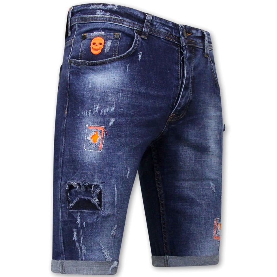 Exclusieve Korte Broek Heren Met Verfspatten - 1016 - Blauw