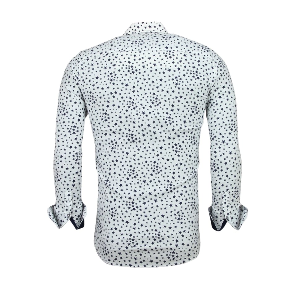 Heren Overhemden Regular Fit - Bloemen Blouse Mannen - 3007 - Wit