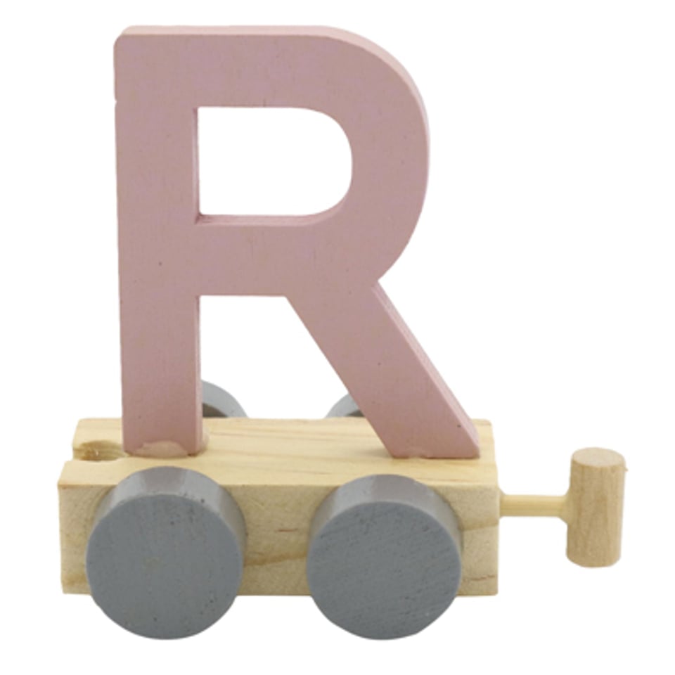 Houten Treinletter R Roze